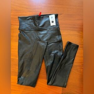 Spanx High-Waist Faux Leather Leggings - Black